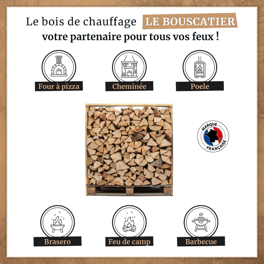 KIT : 1,5 stères en 30cm - Bois de Chauffage extra sec - chêne / hêtre / châtaignier + Bois d'allumage + Allumes-feu