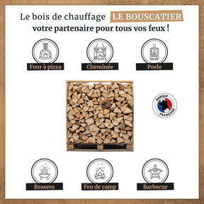 KIT : 1,5 stères en 30cm - Bois de Chauffage extra sec - chêne / hêtre / châtaignier + Bois d'allumage + Allumes-feu