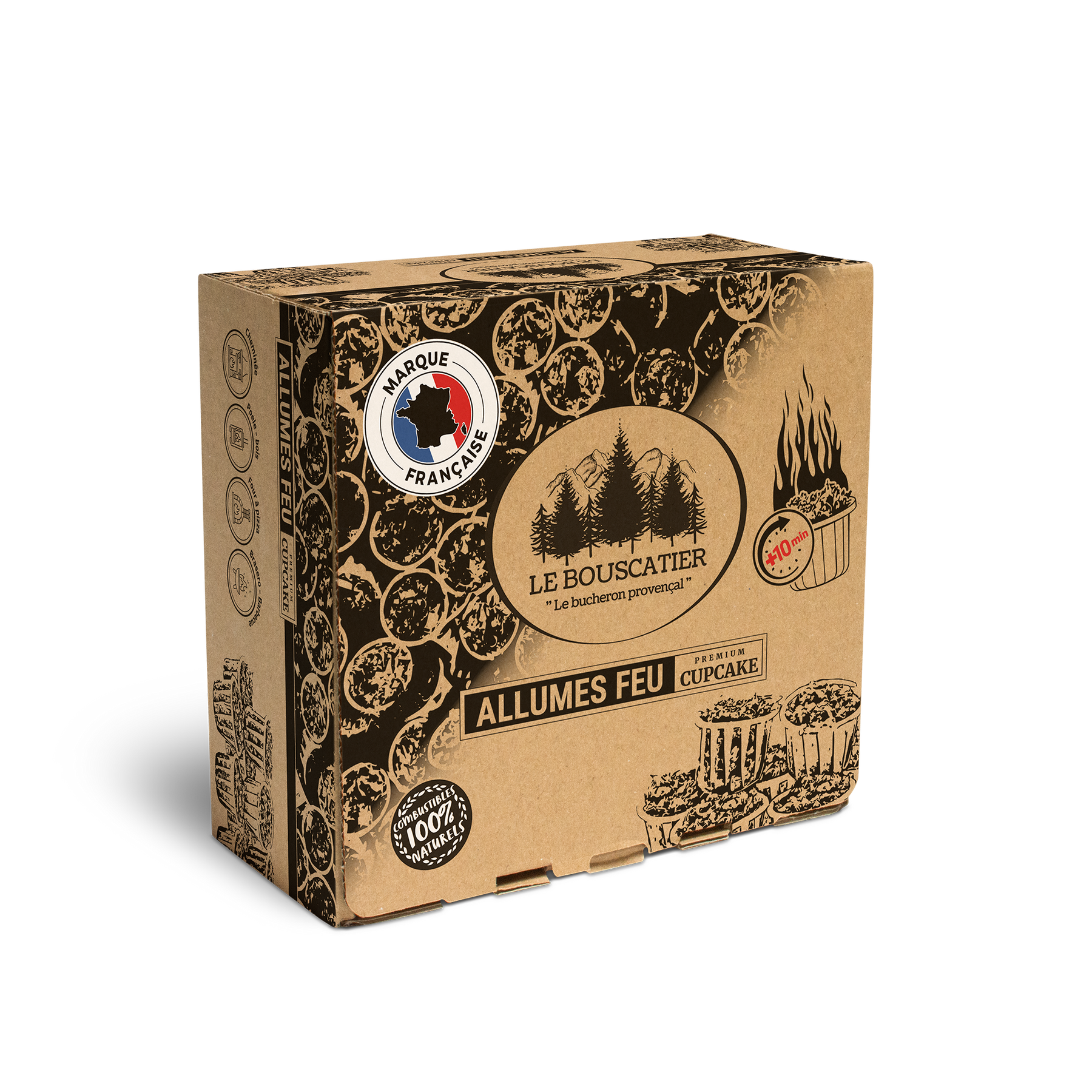 cupcake allumes-feu premium en sciure de bois pour barbecue et brasero