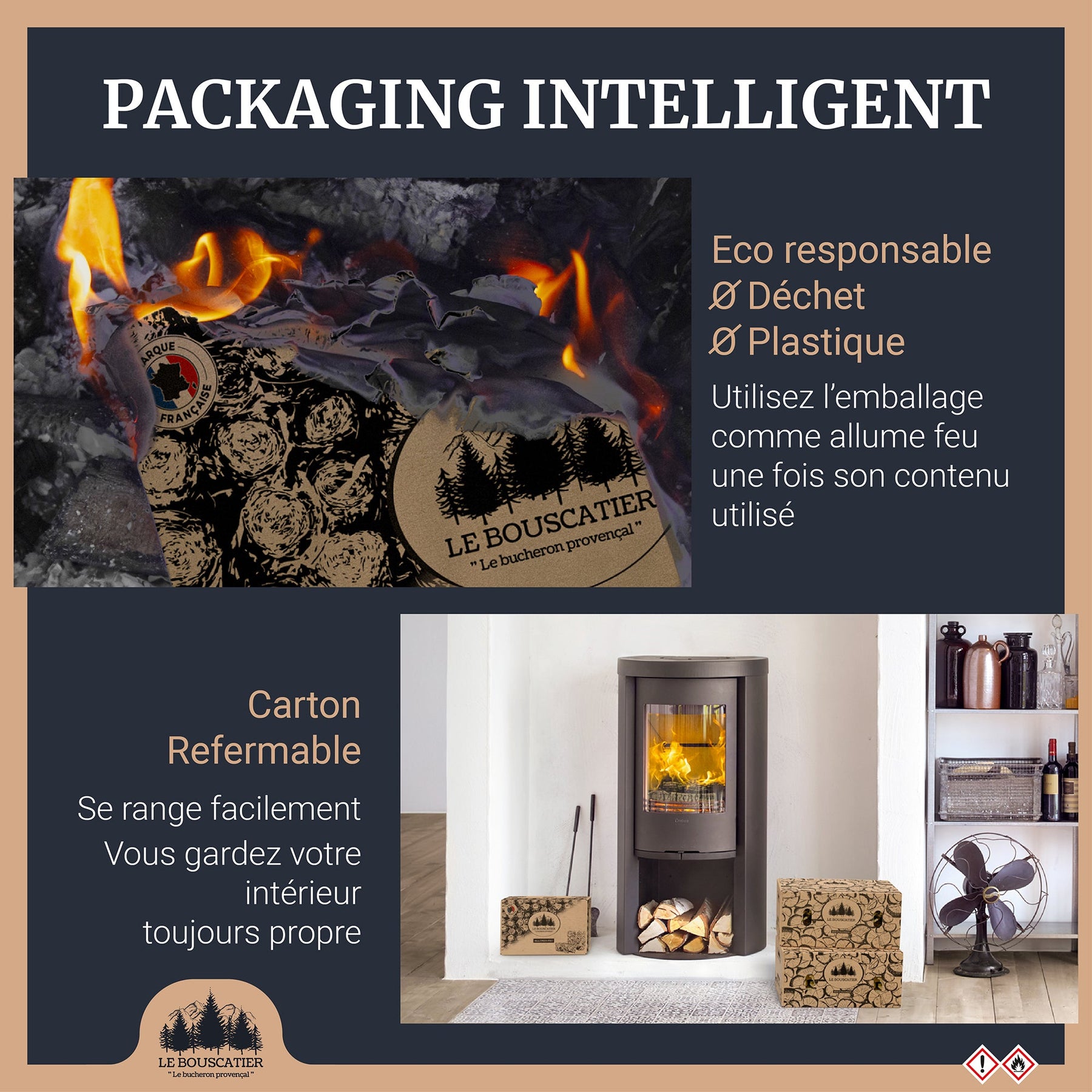 cupcake allumes-feu premium en sciure de bois pour barbecue et brasero