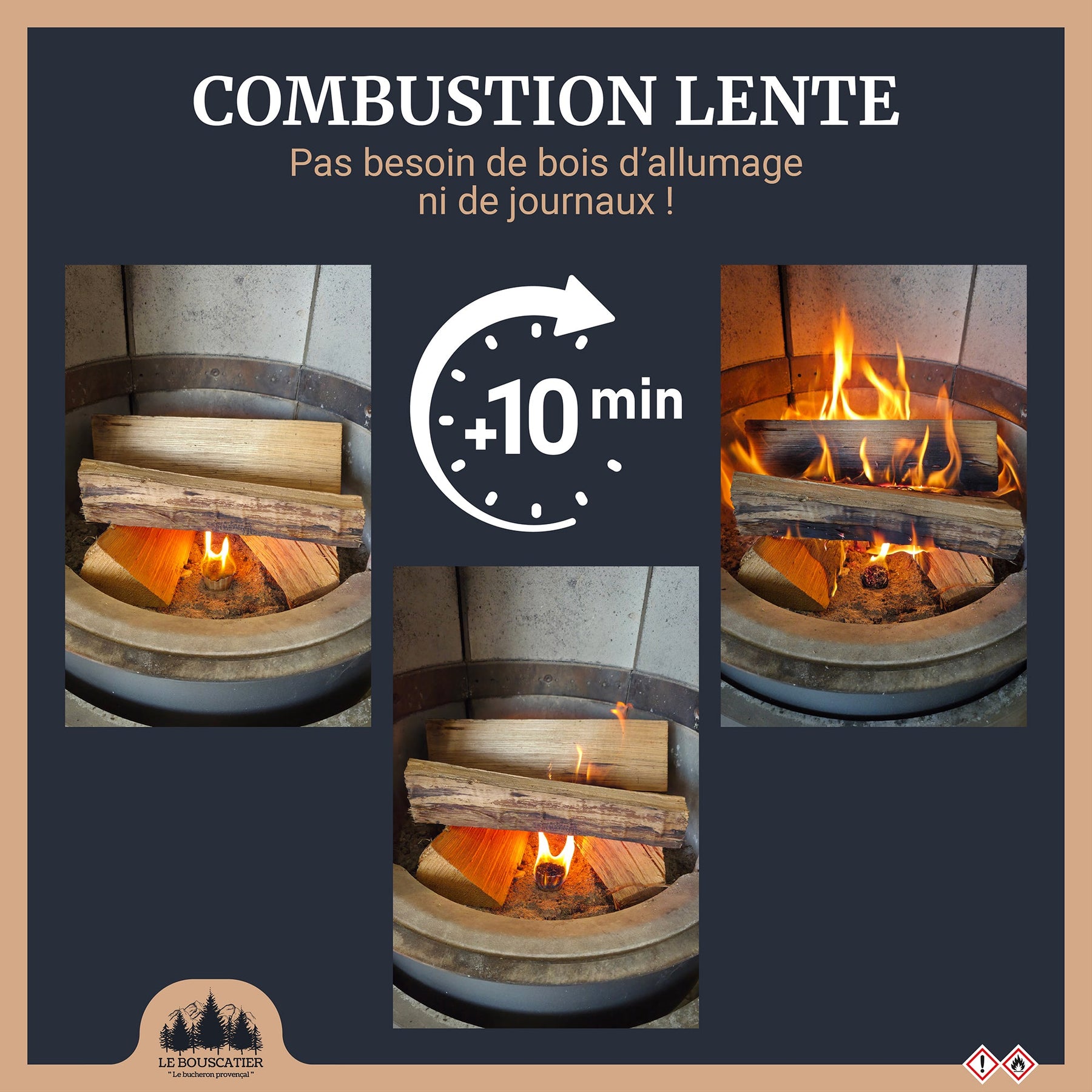 50/60u cupcake allumes-feu premium en sciure de bois 100% naturel pour barbecue et brasero