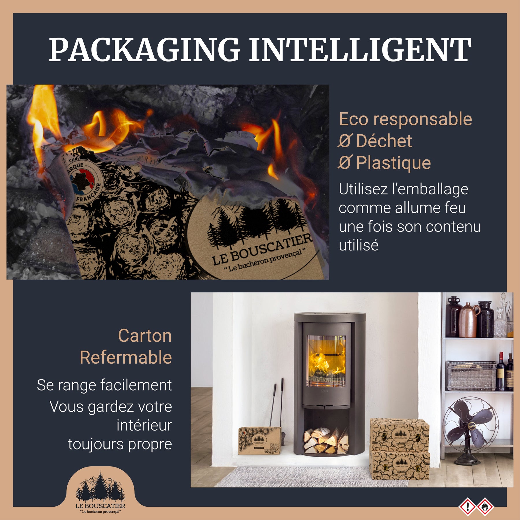 Allumes-feu en laine de bois pour barbecue et brasero