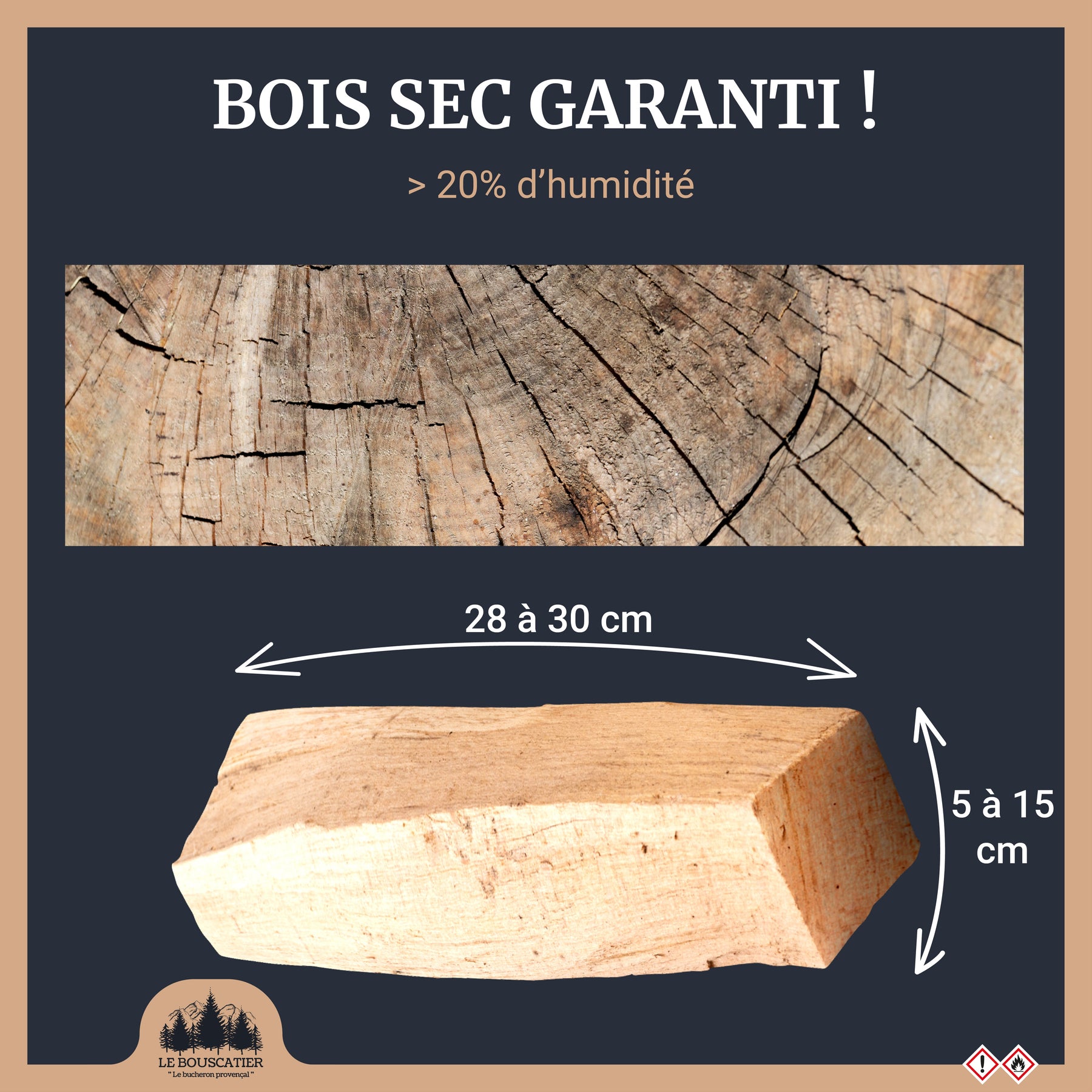 1m3 = 1,5 stères en 30cm - Bois de Chauffage extra sec - chêne / hêtre / châtaignier