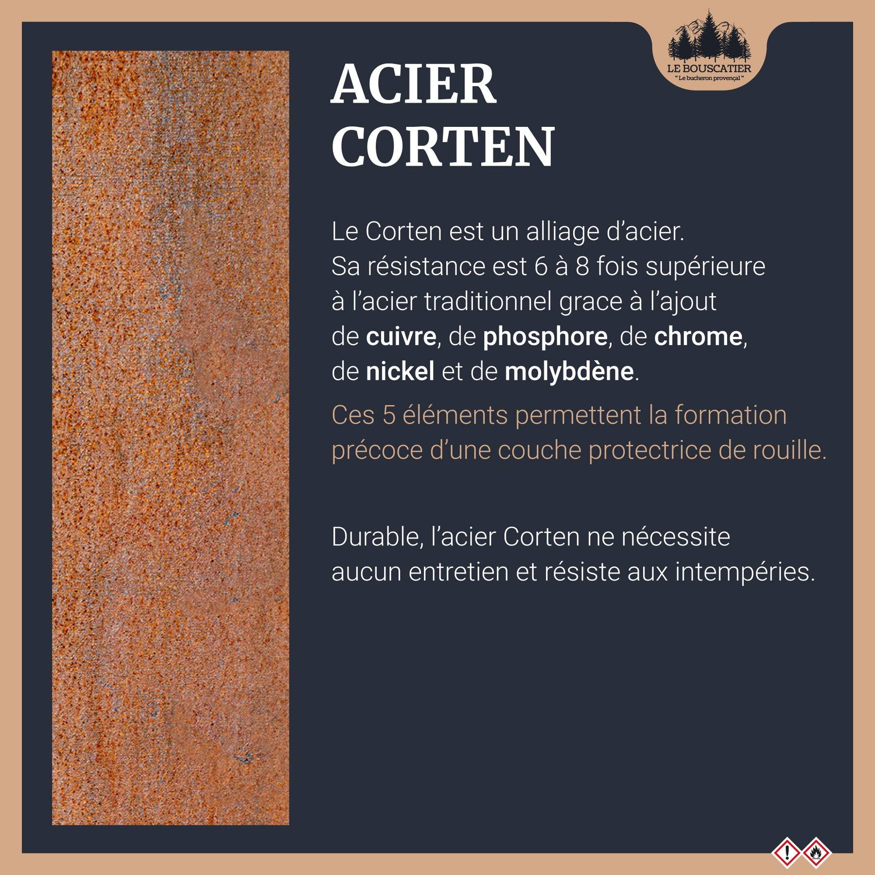 Lou Bouscarian - Brasero plancha avec Rangement bûches en acier corten-  Grille et stop food inclus